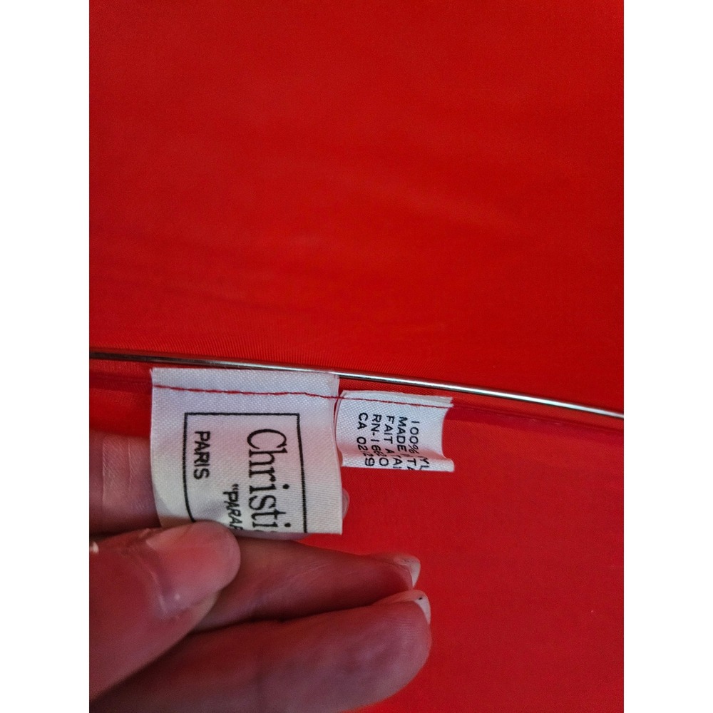 Christian Dior Parapluies Paris Red Umbrella CD Logo Handle Made in France VTG - Picture 10 of 11